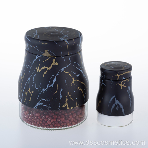 1000ml and 200ml seasoning tank storage bottle matte printing black food grade kitchen storage glass canisters